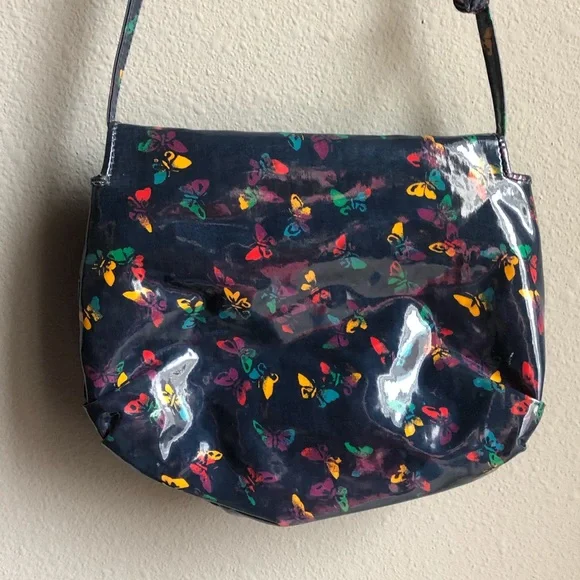 BLACK BOTTEGA VENETA BUTTERFLY Vinyl Crossbody Bag VINTAGE 80’s - Picture 4 of 9